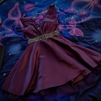 Продавам Официална коктейлна рокля от луксозна тафта в цвят ултравайлет+ПОДАРЪК Чантичка , снимка 5 - Рокли - 43701538