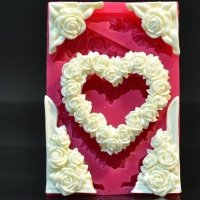 Сърце от рози и ъгъл ъгли с рози силиконов молд форма фондан гипс декор, снимка 1 - Форми - 37821390