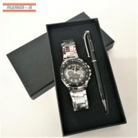 Мъжки подаръчен комплект часовник и химикал, снимка 3 - Подаръци за мъже - 35598134