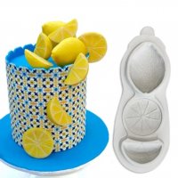 Лимон парче резен силиконов молд форма фондан шоколад гипс декор, снимка 2 - Форми - 32691184