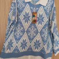 Нов коледен пуловер-риза, снимка 3 - Блузи с дълъг ръкав и пуловери - 42934733