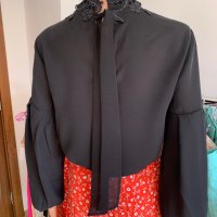 Черна блуза риза Zara , снимка 6 - Блузи с дълъг ръкав и пуловери - 40818802