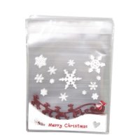 снежинки и Дядо Коледа със шейна Коледни опаковъчни пликчета торбички за дребни сладки или др, снимка 1 - Други - 43639809