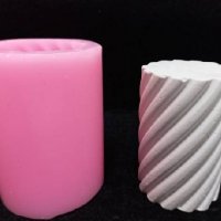3D Спирала цилиндър висок силиконов молд форма калъп за украса свещ фондан декорация гипс сапун, снимка 3 - Форми - 36960056