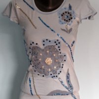 Декорирана еластична блуза / памук и ликра - хипоалергична, снимка 1 - Тениски - 26696649