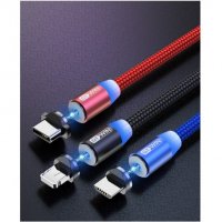 Ново! Магнитен Type C USB кабел за зареждане на телефони, 2.4А, снимка 3 - Безжични зарядни - 27741513