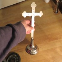 Настолен Стар голям  метален кръст разпятие Исус Христос 32 х 13см - притежавайте това разпятие и не, снимка 3 - Антикварни и старинни предмети - 43169609