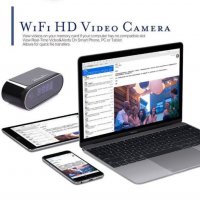 140° WiFI FULL HD Oгледален Будилник Скрита Камера Домашен Охранител IR 940nm Невидимо Нощно Виждане, снимка 4 - Комплекти за видеонаблюдение - 26634675