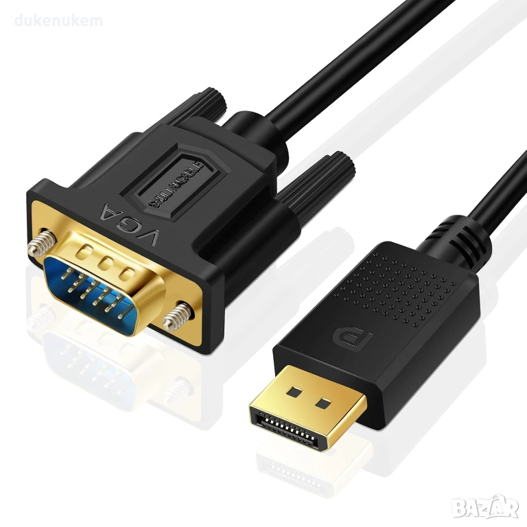 DisplayPort към VGA кабел – 1080p, 3 м, снимка 1