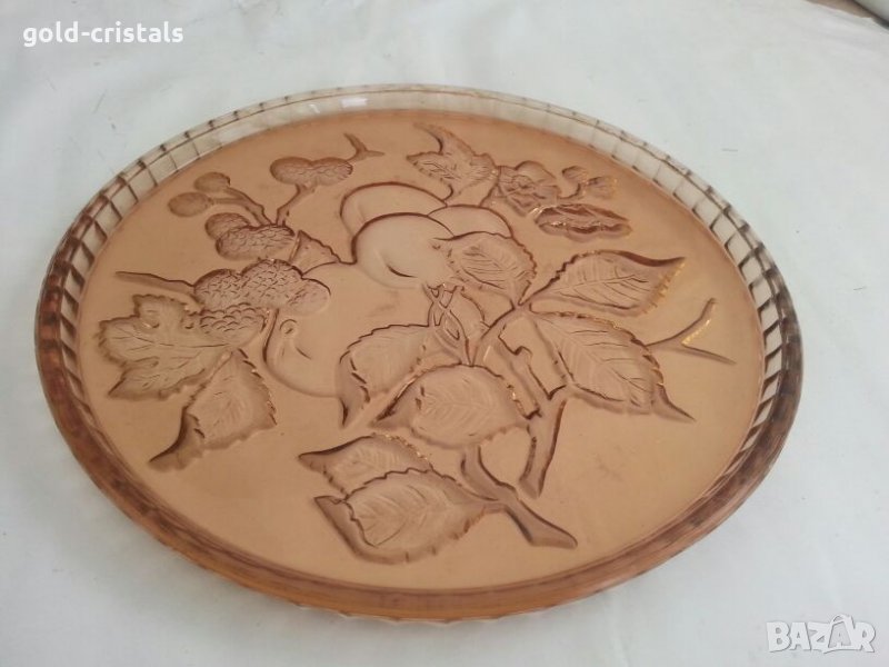 Старо стъклено плато чиния поднос, снимка 1