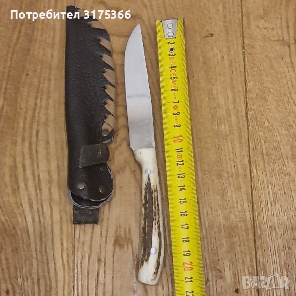 Ловен ежедневен нож с чирени от еленов рог, снимка 1