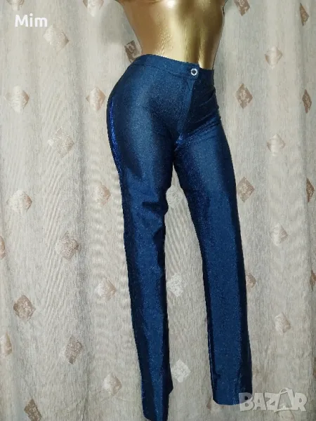 М Син панталон странично с прозрачен еластичен тюл , снимка 1