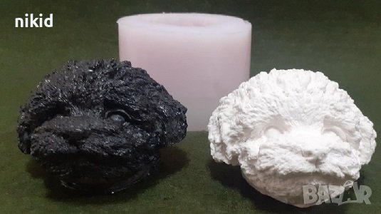 3d Голяма Кучешка глава куче Йорки Пудел силиконов молд форма шоколад гипс декор свещ, снимка 1