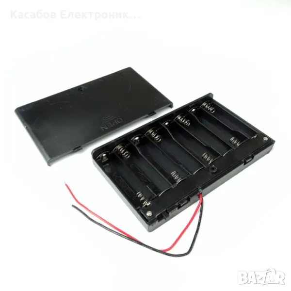 Държач за 8 x AA батерии с ключ 12V, снимка 1