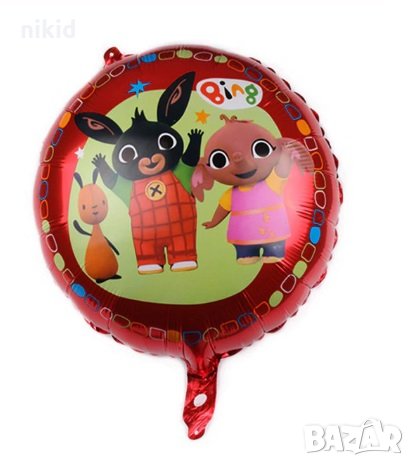 Bing анимация кръгъл фолио фолиев балон хелий и въздух парти рожден ден, снимка 1