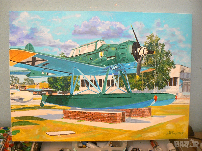 Самолет Арадо 196. Маслена картина., снимка 1