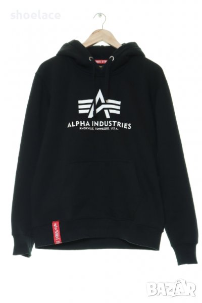 Alpha Industries Basic Print Hoodie оригинален суичър черен, снимка 1