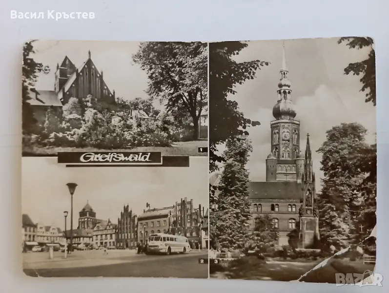 Картичка с 3 изгледа, с марка DDR 10 Интернационално изложение на Розата 1972 г., снимка 1