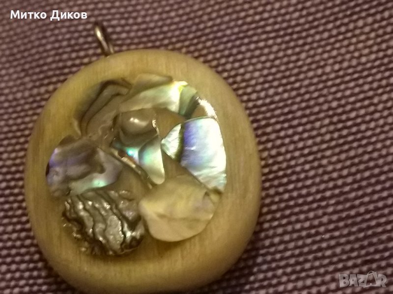 Висулка за колие седеф фи 22мм и дебелина 10мм в кутийка, снимка 1