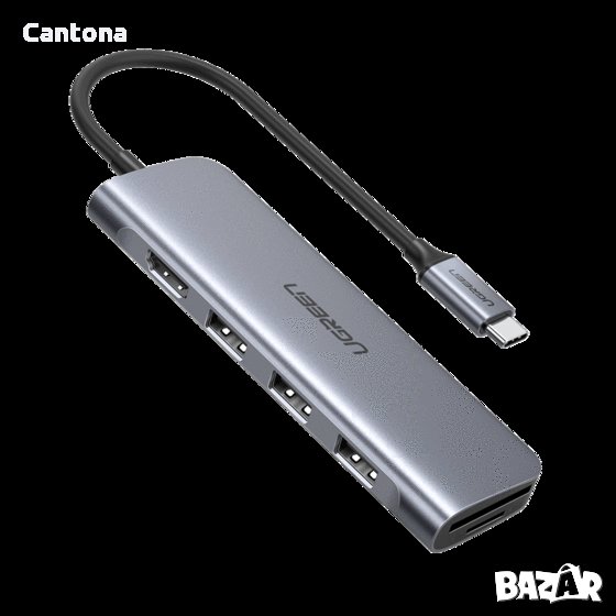 UGREEN USB C Hub 6 в 1 USB-C към 4K HDMI, 3 USB 3.0, SD/TF четец на карти , снимка 1