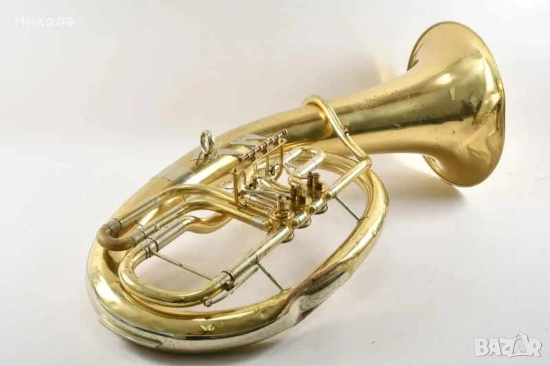 Винтидж месингова туба с роторни клапани - ГДР-  С оригинален куфар, снимка 1