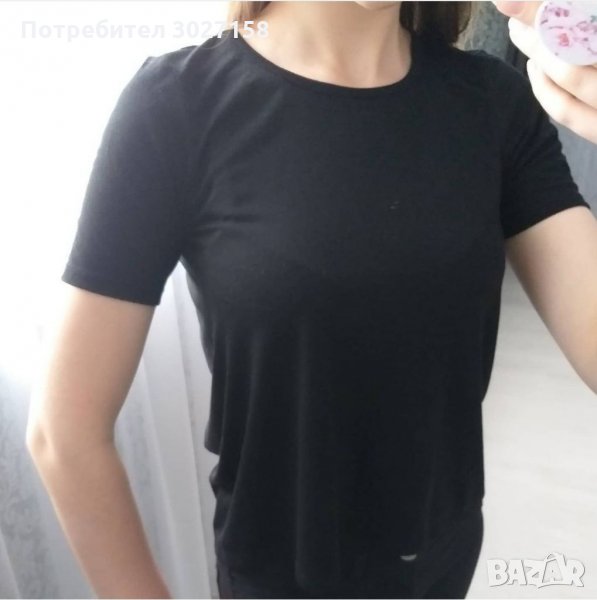 Черна тениска с ефектен гръб плисе, снимка 1