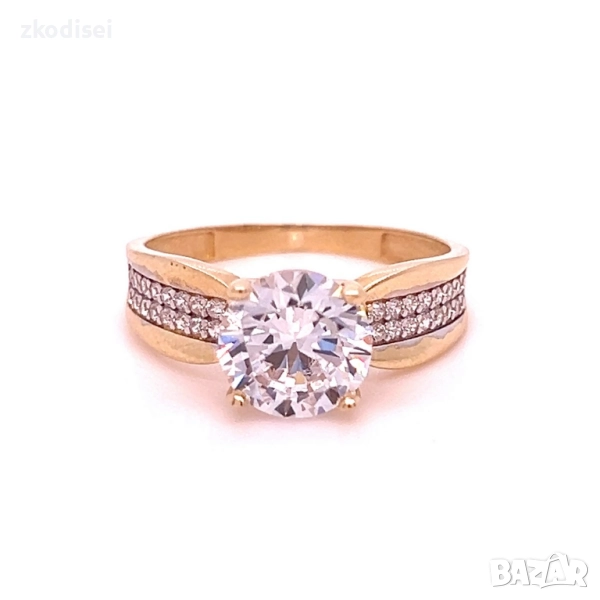 Златен дамски пръстен 3,00гр. размер:58 14кр. проба:585 модел:34400-4, снимка 1