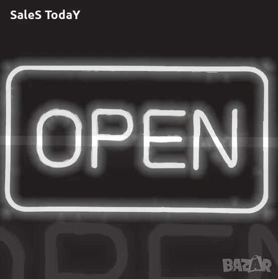 Светеща табела, Лампа ОТВОРЕНО/ OPEN, бяла 41см, снимка 1