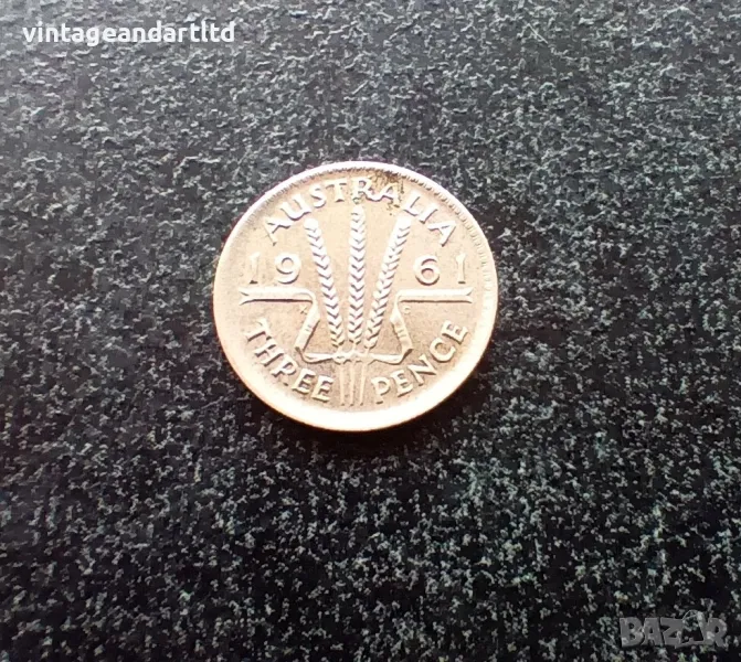 3 пенса 1961, Австралия, срeбро, сребърна монета, снимка 1