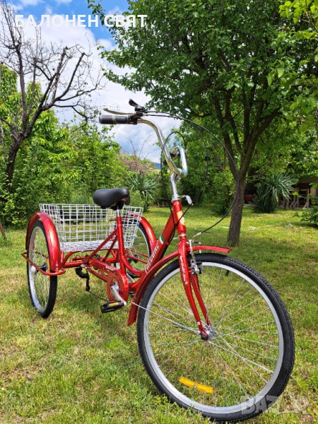 МЕГА МАРКА и ПОДАРЪК Семеен Триколесен Велосипед Триколка 24 цола 6 скорости, снимка 1