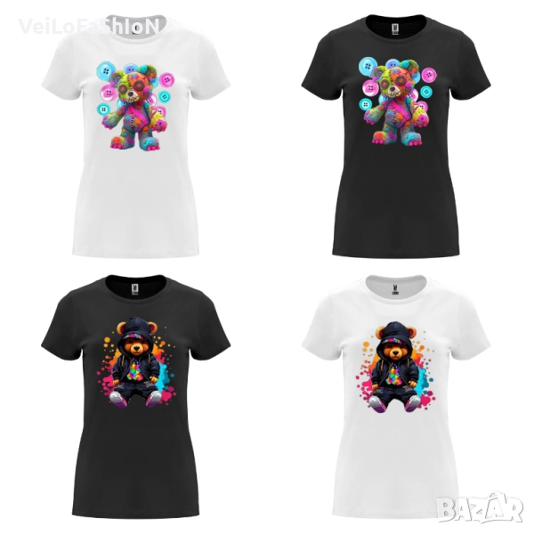Нова дамска тениска с цветно Мече, снимка 1
