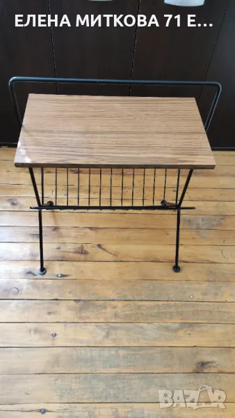 Масивна поставка за вестници/масичка 2 в 1 от желязо и дърво, снимка 1