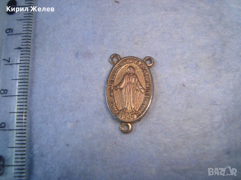 СТАРА РЯДКА КАТОЛИЧЕСКА ИКОНКА ДВУСТРАННА ЗЛАТИСТА от/за ОГЪРЛИЦА-БРОЕНИЦА 12657, снимка 1