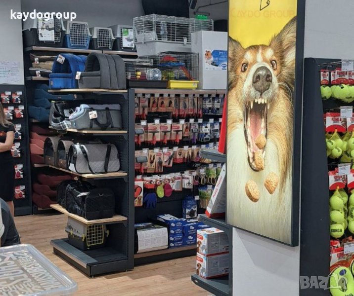 Метални крайстенни и островни стелажи за зоомагазини., снимка 1