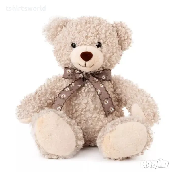 Ново плюшено мече с панделка, 30см, снимка 1