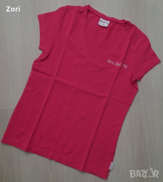 Еластична тениска в наситено розово и с надпис и на гърба , снимка 1