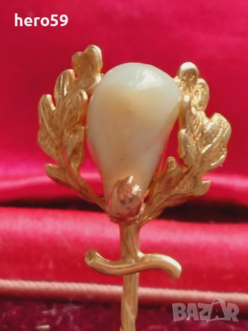 Специално за мъже-златна 14 к. игла със зъб от кошута, снимка 2 - Други - 43086394