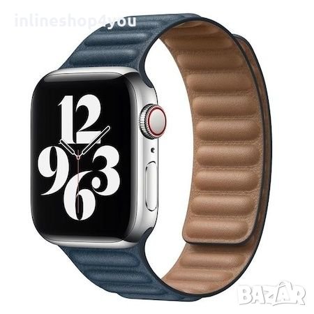 Кожена Магнитна Каишка за Apple Watch 7 / 6 / 5 / SE 44 40 45 41mm, снимка 5 - Аксесоари за Apple - 34837193