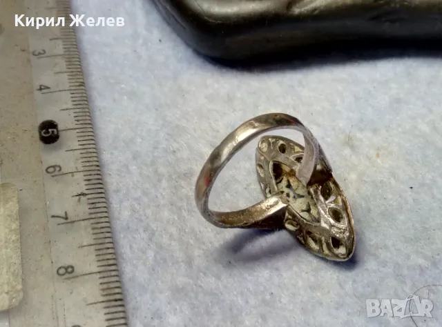 СТАРИНЕН ФЛОРАЛЕН АЖУРЕН СРЕБЪРЕН ПРЪСТЕН СРЕБРО ВИСОКА ПРОБА РЪЧНА МАЙСТРОСКА ИЗРАБОТКА 49304, снимка 12 - Антикварни и старинни предмети - 49957829