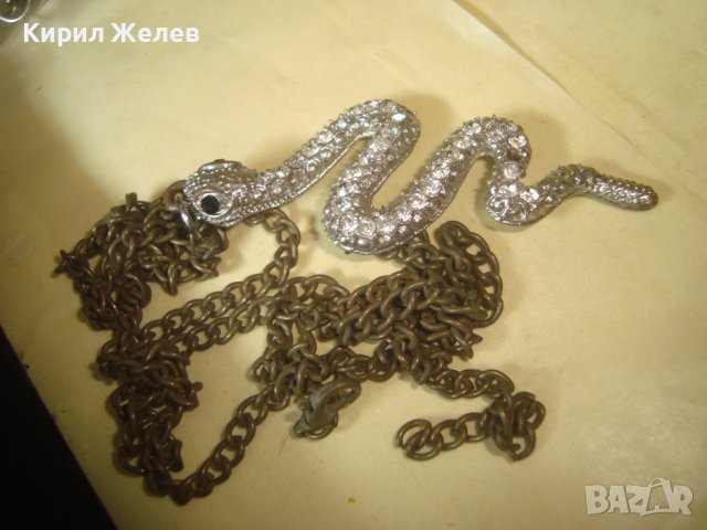 ПОСРЕБРЕНА ЗМИЕВИДНА ФИГУРАЛНА КРИСТАЛНА АРТ ВИСУЛКА ПЕНДАНТ сРЕТРО БРОНЗОВО СИНДЖИРЧЕ ВЕРИЖКА 31316, снимка 4 - Колиета, медальони, синджири - 38067870