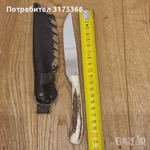 Ловен ежедневен нож с чирени от еленов рог, снимка 1 - Ножове - 44120036