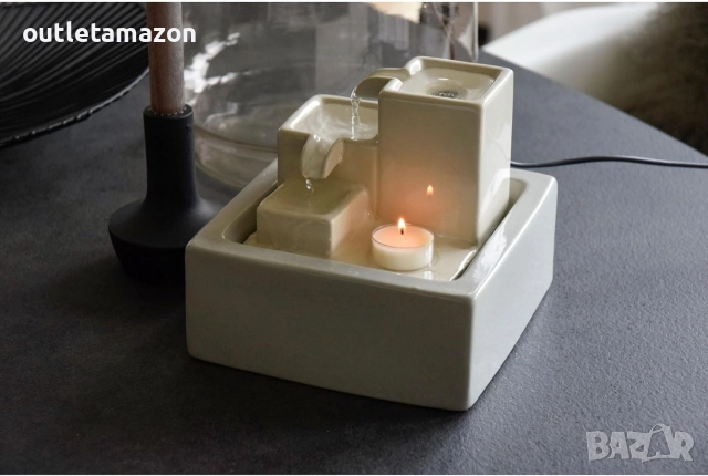 dobrar® Малък тристепенен керамичен водопад в каменен дизайн - Вътрешен фонтан с помпа , снимка 2 - Други стоки за дома - 52731464