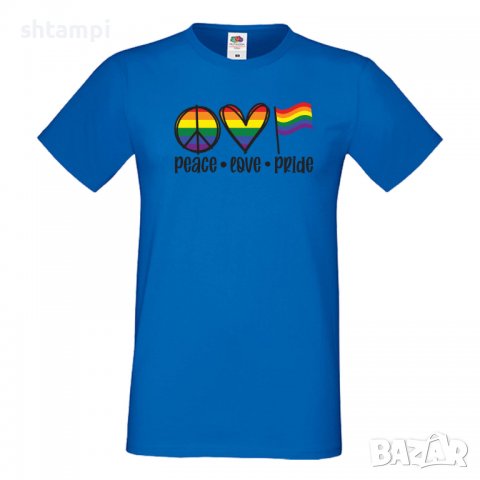 Мъжка тениска Peace Love Pride 2 Прайд,Празник.Повод,Изненада, снимка 2 - Тениски - 37103396