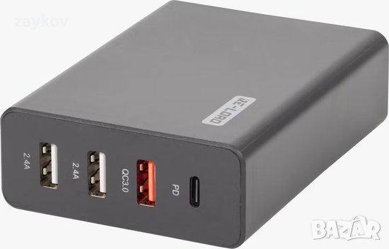 Бързо зарядно - 4 порта - Черен - USB-C - USB-A - Бързо зареждане, снимка 2 - Друга електроника - 44076554