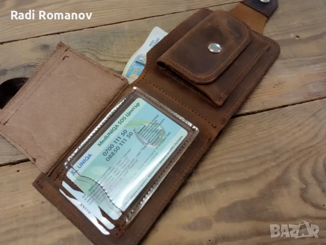 Ръчно изработен мъжки кожен портфейл , снимка 2 - Портфейли, портмонета - 48929365