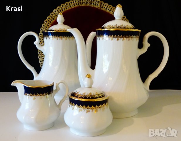 Кана баварски порцелан,злато,кобалт, снимка 8 - Антикварни и старинни предмети - 38407432