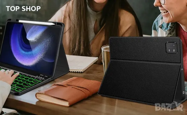 Кожен Калъф с безжична Bluetooth клавиатура с подсветка за Xiaomi Mi Pad 6/Mi Pad 6 Pro 11” 2023 г., снимка 3 - Таблети - 49308496