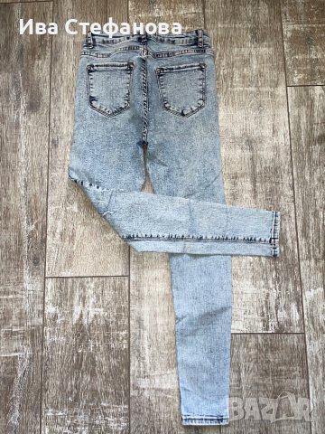 Нови дънкови дамски панталони висока талия дамски дънки накъсани светло сини еластични, снимка 3 - Дънки - 43057801