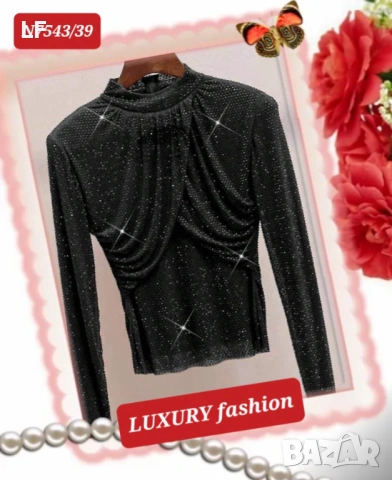 Дамски блузи и топове с кристали и блясък, снимка 2 - Блузи с дълъг ръкав и пуловери - 52398844