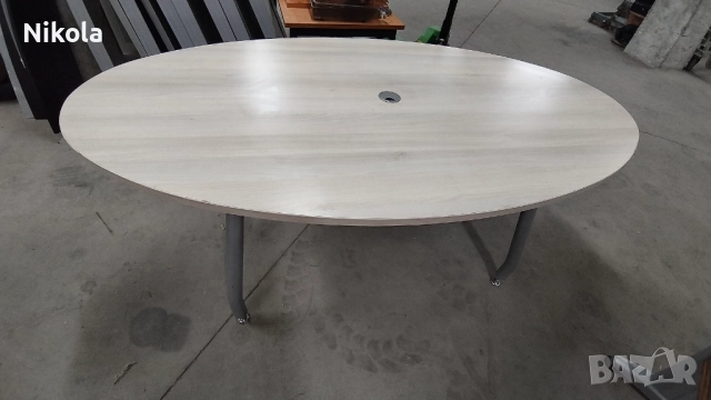 Офис маса с метални крака и рамка - елипсовидна  180/100/75см, снимка 4 - Работни маси и бюра - 52114549